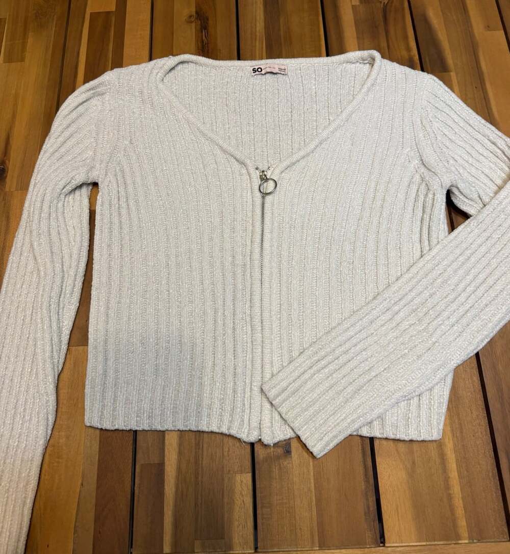 SO Goods For Life Zip Up Sweater Size L White
